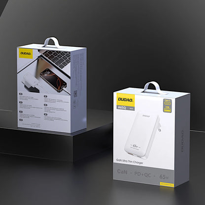 Carregador de Rede Dudao A65Q Travel, 65W, 3.25A, 1 x USB-A - 1 x USB-C, Branco