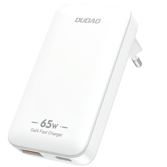 Carregador de Rede Dudao A65Q Travel, 65W, 3.25A, 1 x USB-A - 1 x USB-C, Branco