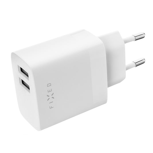 Carregador de Rede Fixed, 17W, 3A, 2 x USB-A, Branco