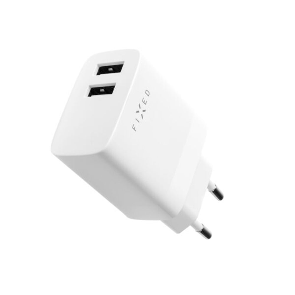 Carregador de Rede Fixed, 17W, 3A, 2 x USB-A, Branco