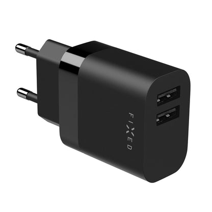 Carregador de Rede Fixed, 17W, 3A, 2 x USB-A, Preto