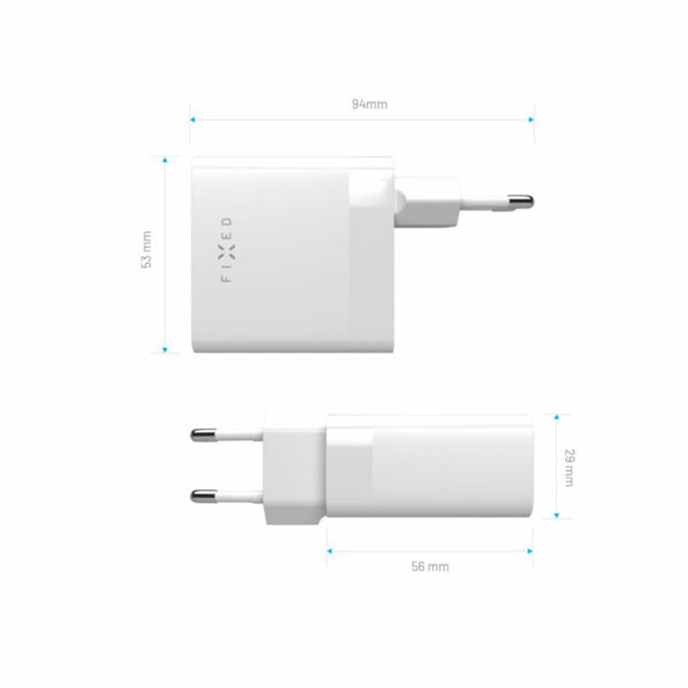 Carregador de Rede Fixed, 65W, 3.25A, 2 x USB-C, Branco
