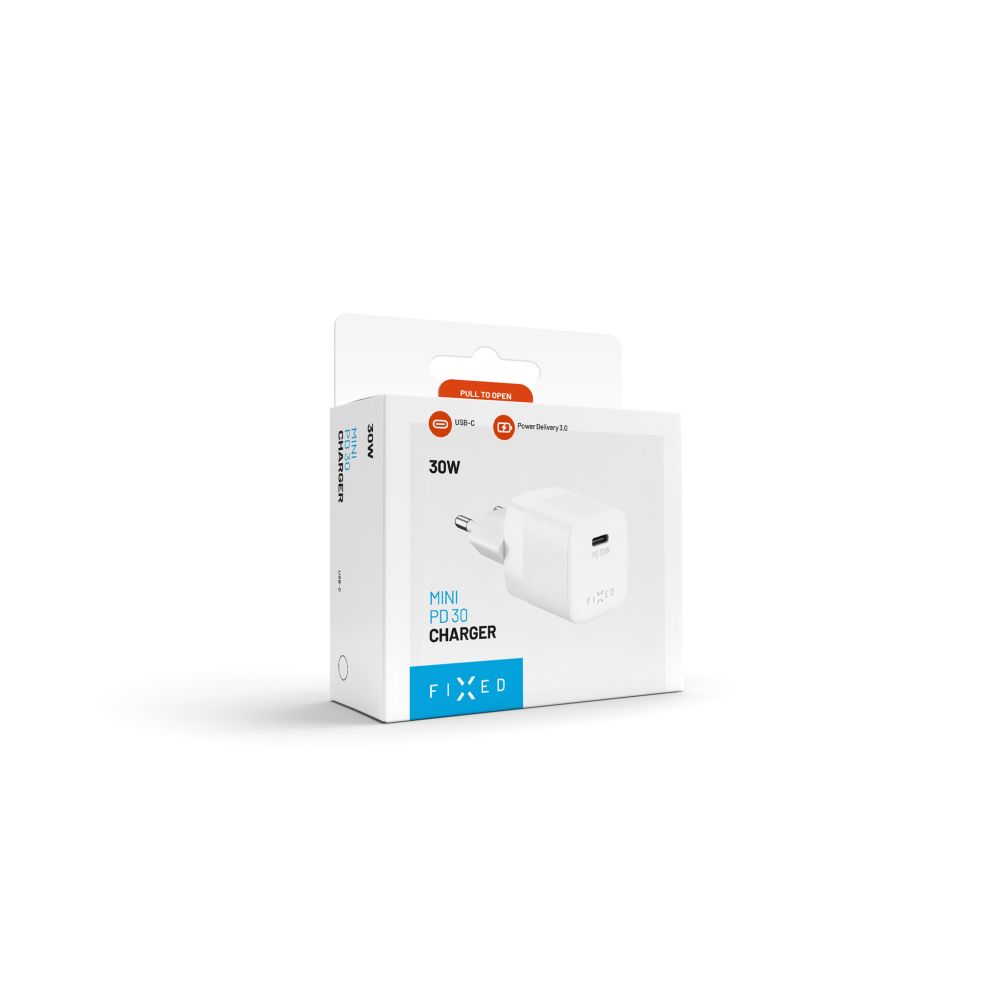 Carregador de Rede Fixed Mini, 30W, 3A, 1 x USB-C, Branco