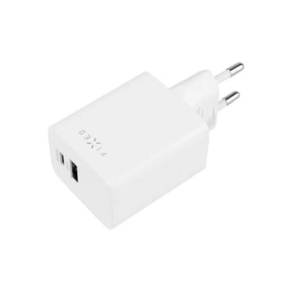Carregador de Rede Fixed Mini, 45W, 3A, 1 x USB-A - 1 x USB-C, Branco