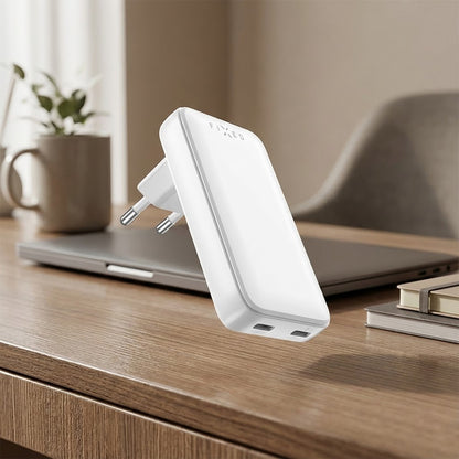 Carregador de Rede Fixed Slim, 45W, 3A, 2 x USB-C, Branco