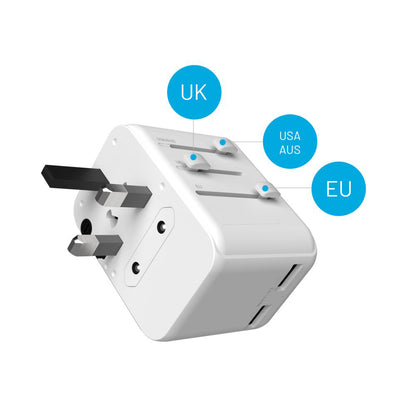 Carregador de Rede Fixed Travel, 30W, 3A, 2 x USB-A - 1 x USB-C, Branco