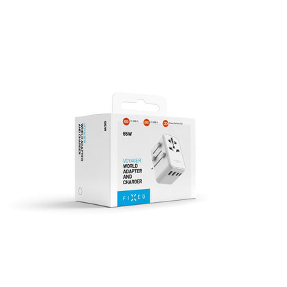 Carregador de Rede Fixed Travel, 65W, 3.25A, 2 x USB-A - 3 x USB-C, Branco