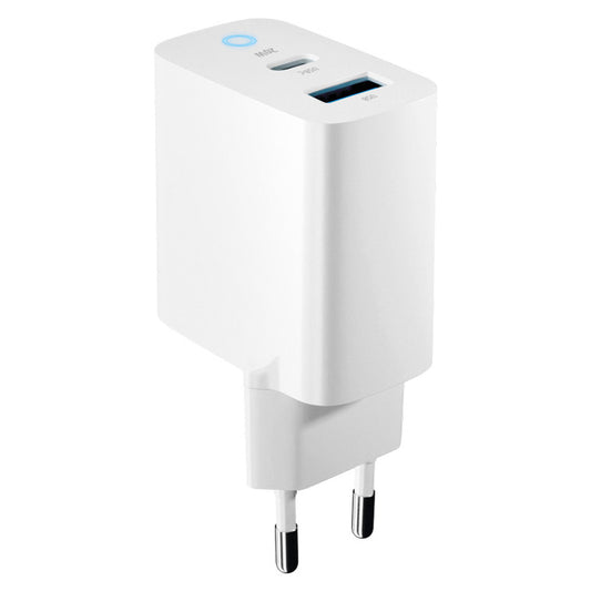 Carregador de rede Forever TC-06-20AC, 20W, 3A, 1 x USB-A - 1 x USB-C, branco 