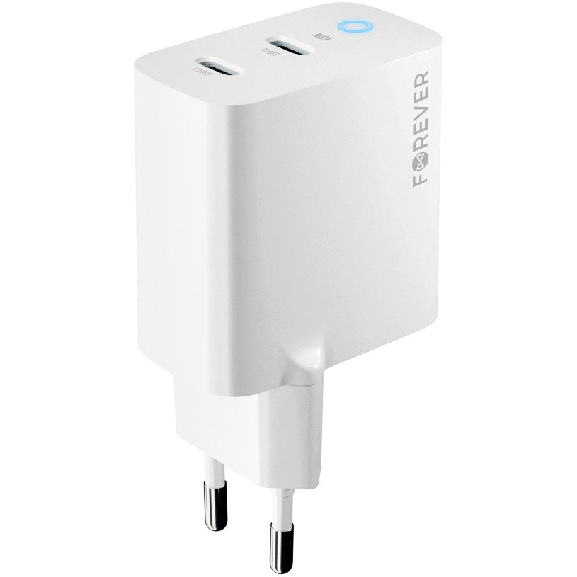 Carregador de rede Forever TC-06-65CC, 65 W, 3,25 A, 2 x USB-C, branco 