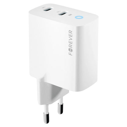 Carregador de rede Forever TC-06-65CC, 65 W, 3,25 A, 2 x USB-C, branco 