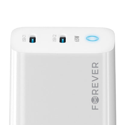 Carregador de rede Forever TC-06-65CC, 65 W, 3,25 A, 2 x USB-C, branco 