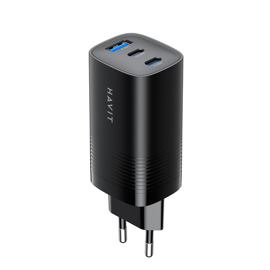 Carregador de Rede HAVIT UC20, 65W, 3A, 1 x USB-A - 2 x USB-C, Preto