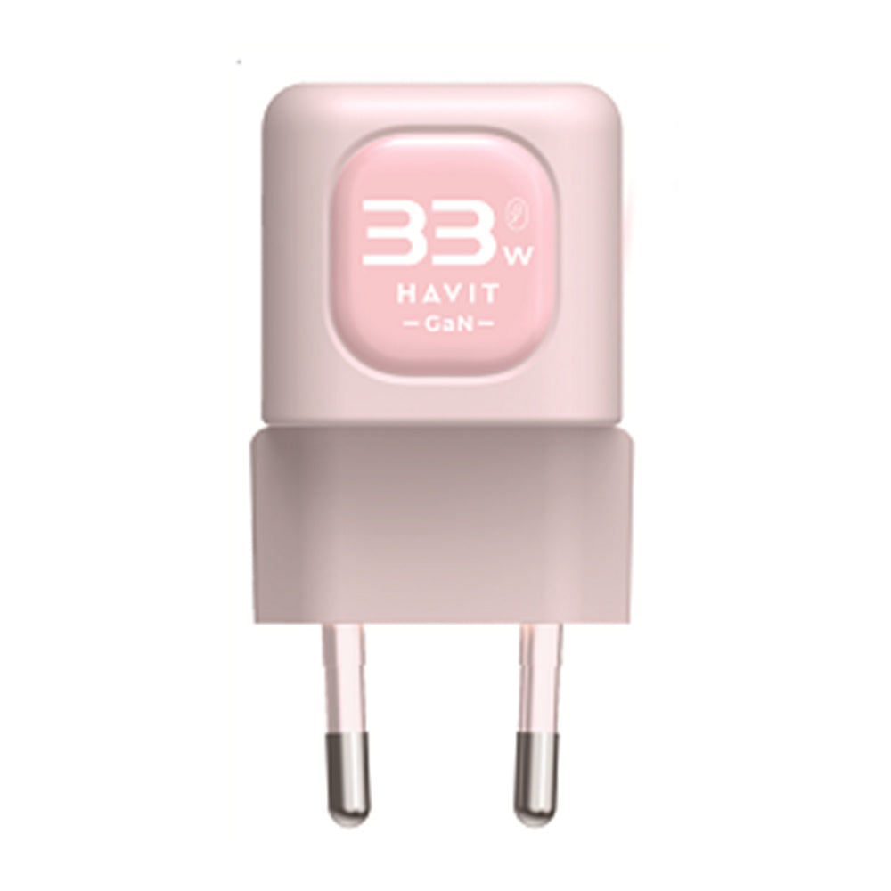 HAVIT UC230 Network Charger, 33W, 3A, 1 x USB-A - 1 x USB-C, Pink