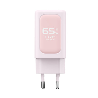 Carregador de Rede HAVIT UC260, 65W, 3A, 1 x USB-A - 2 x USB-C, Rosa