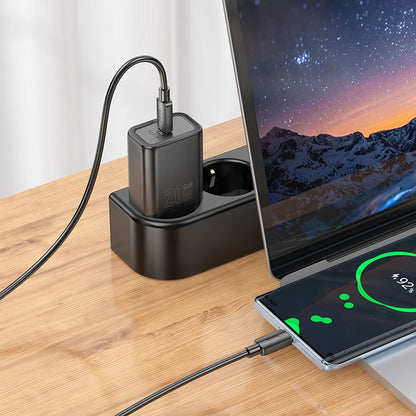 Carregador de Rede HOCO N60, 20W, 3A, 1 x USB-C, Preto
