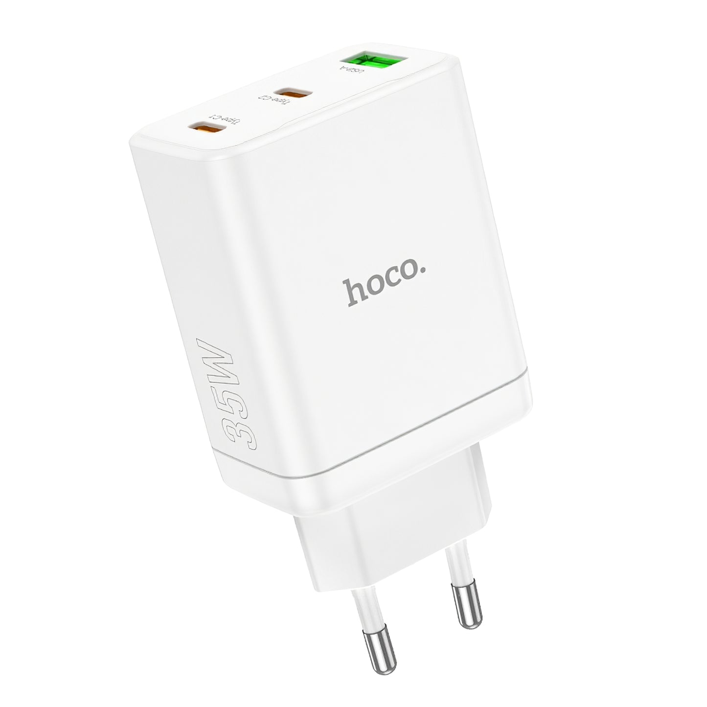 Carregador de rede HOCO N33, 35W, 3A, 1 x USB-A - 2 x USB-C, branco 