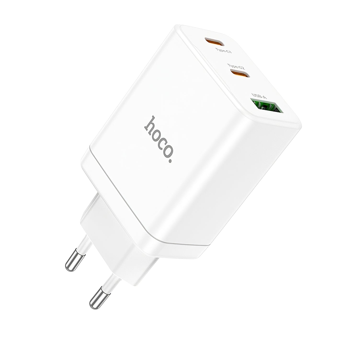 Carregador de rede HOCO N33, 35W, 3A, 1 x USB-A - 2 x USB-C, branco 