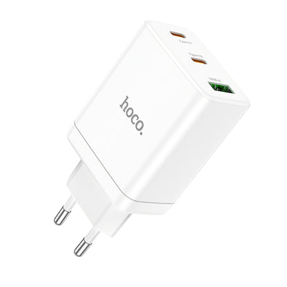 Carregador de rede HOCO N33, 35W, 3A, 1 x USB-A - 2 x USB-C, branco 