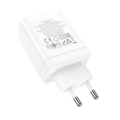 Carregador de rede HOCO N33, 35W, 3A, 1 x USB-A - 2 x USB-C, branco 