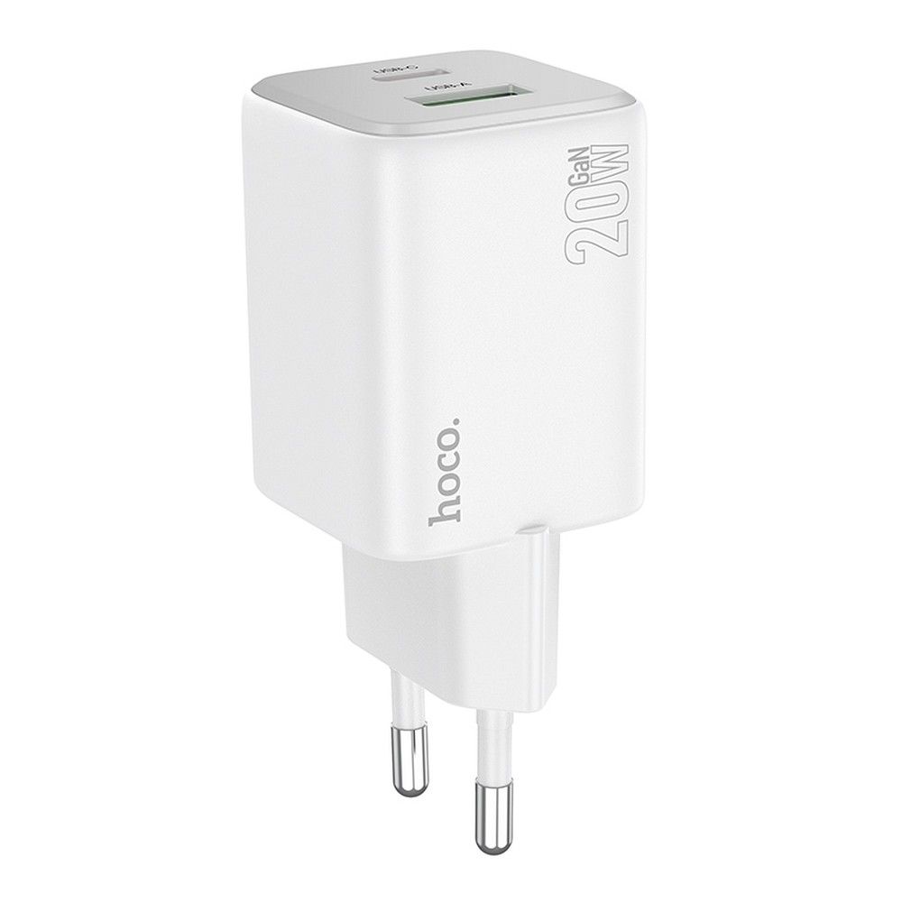 Carregador de Rede HOCO N41, 20W, 3A, 1 x USB-A - 1 x USB-C, Branco