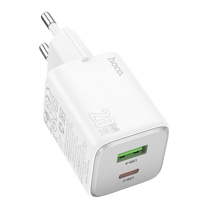Carregador de Rede HOCO N41, 20W, 3A, 1 x USB-A - 1 x USB-C, Branco