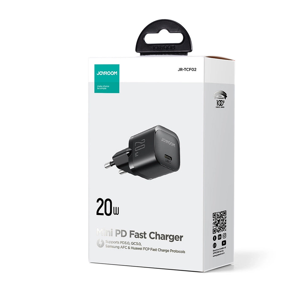 Carregador de Rede Joyroom JR-TCF02, 20W, 3A, 1 x USB-C, Preto