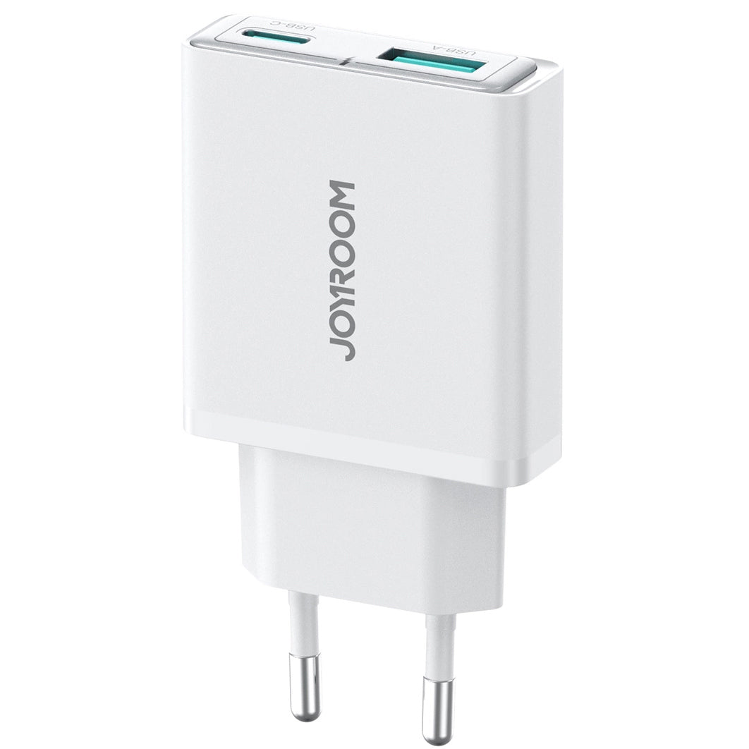 Carregador de rede Joyroom JR-TCF14, 20W, 3A, 1 x USB-A - 1 x USB-C, branco 