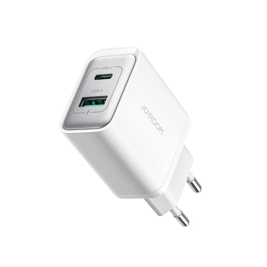 Carregador de Rede Joyroom JR-TCF15, 30W, 5A, 1 x USB-A - 1 x USB-C, Branco