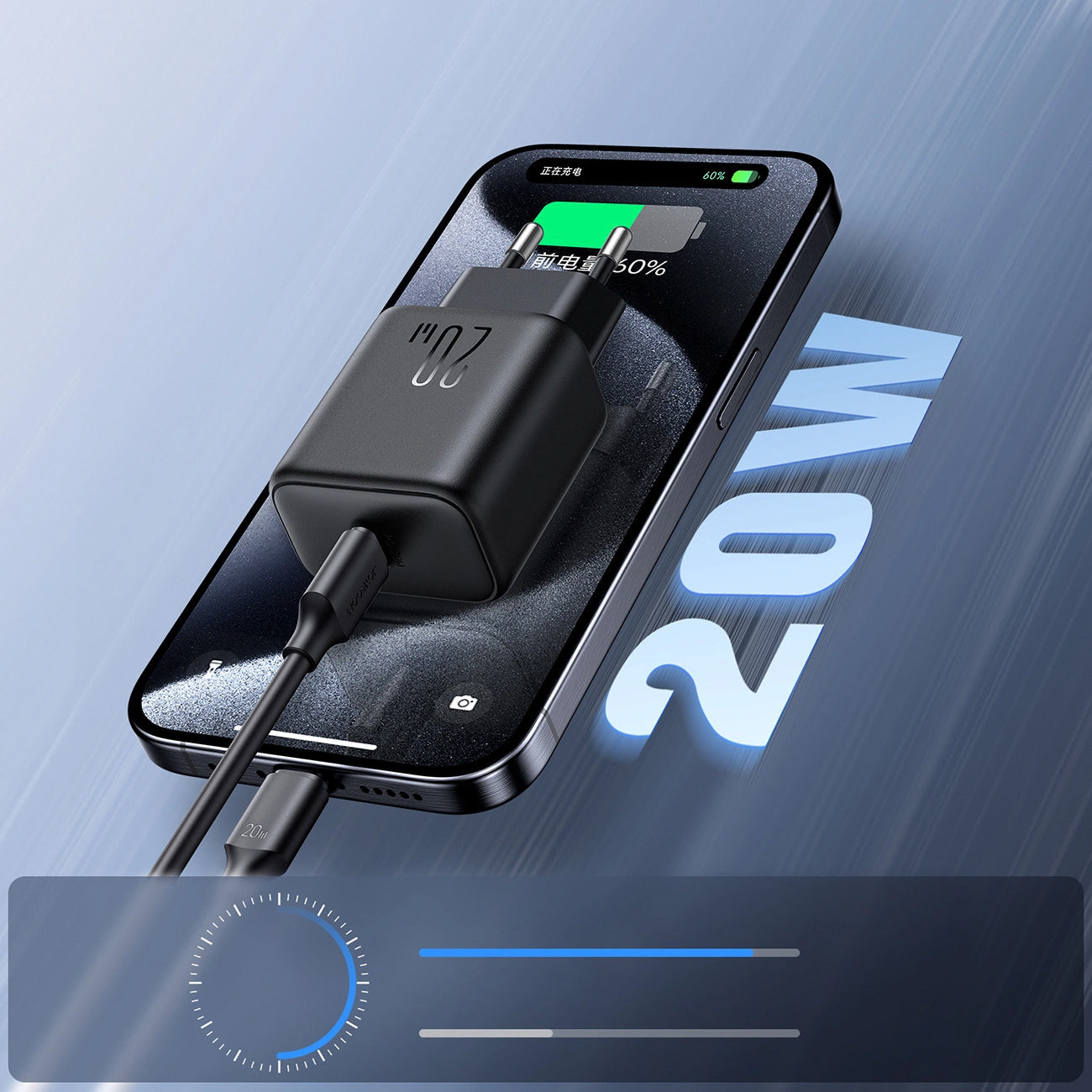 Carregador de Rede Joyroom JR-TCF20, 20W, 3A, 1 x USB-C, Preto