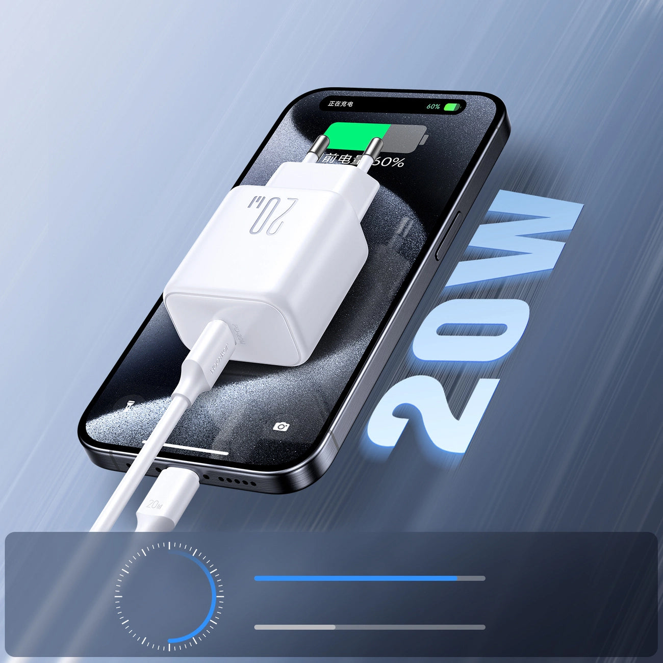 Carregador de Rede Joyroom JR-TCF20, 20W, 3A, 1 x USB-C, Branco