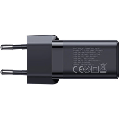 Carregador de rede Joyroom JR-TCN03, 24 W, 2,4 A, 4 x USB-A, preto 