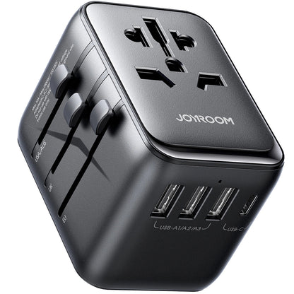 Carregador de rede Joyroom JR-TCW01 Travel, 17 W, 3 A, 1 x USB-C - 3 x USB-A, preto 