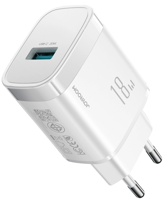 Carregador de Rede Joyroom JR-TF4, 18W, 3A, 1 x USB-A, Branco