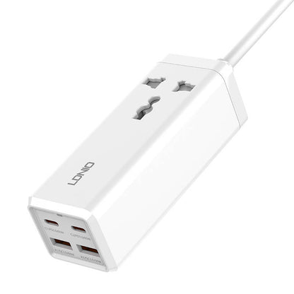 Carregador de rede Ldnio SC1418, 2500W, 5A, 1 x ficha - 2 x USB-A - 2 x USB-C, branco