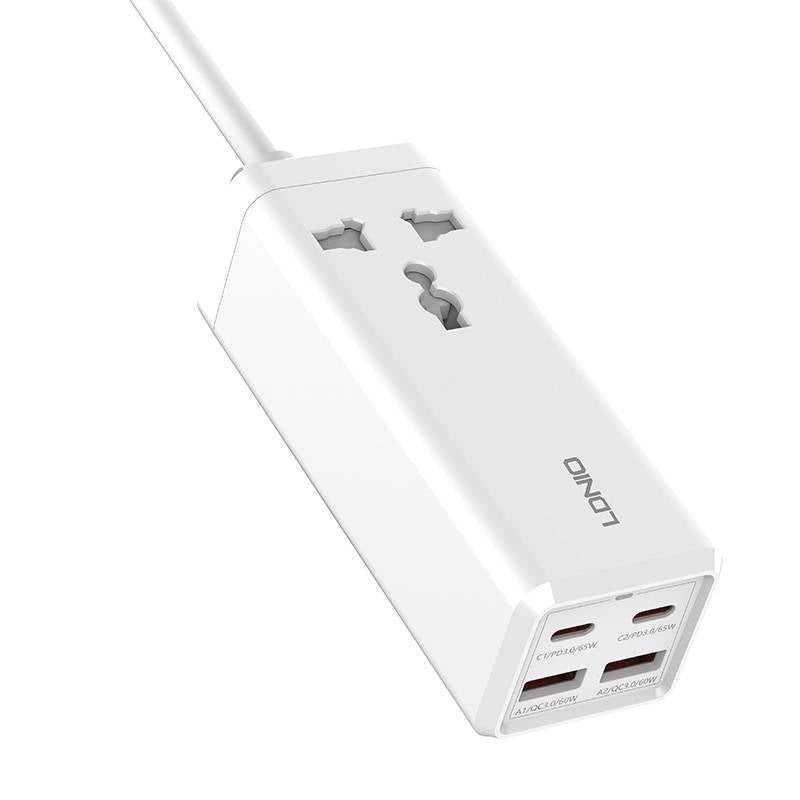 Carregador de rede Ldnio SC1418, 2500W, 5A, 1 x ficha - 2 x USB-A - 2 x USB-C, branco