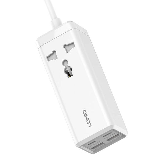 Carregador de rede Ldnio SC1418, 2500W, 5A, 1 x ficha - 2 x USB-A - 2 x USB-C, branco