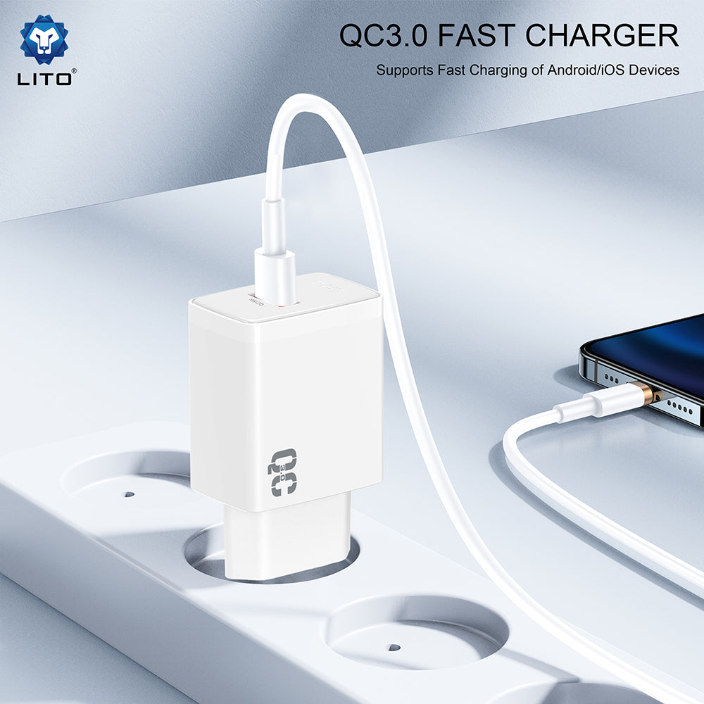 Carregador de Rede Lito LC08, 18W, 3A, 1 x USB-A, Branco