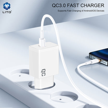 Carregador de Rede Lito LC08, 18W, 3A, 1 x USB-A, Branco