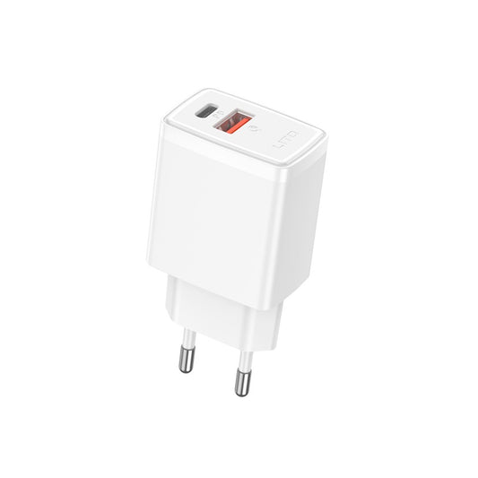 Carregador de Rede Lito LC09, 20W, 3A, 1 x USB-A - 1 x USB-C, Branco