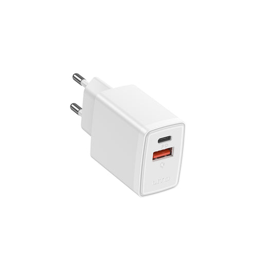 Carregador de Rede Lito LC09, 20W, 3A, 1 x USB-A - 1 x USB-C, Branco
