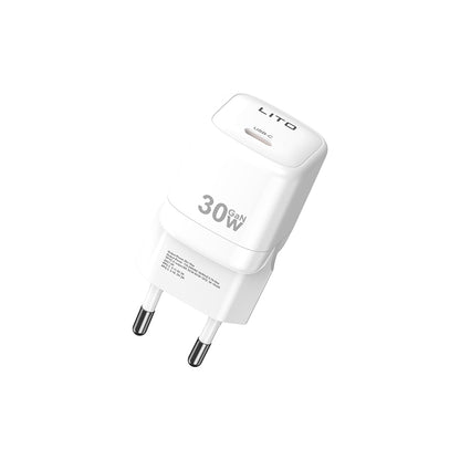 Carregador de Rede Lito LC11, 30W, 3A, 1 x USB-C, Branco