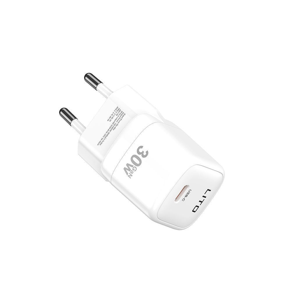 Carregador de Rede Lito LC11, 30W, 3A, 1 x USB-C, Branco
