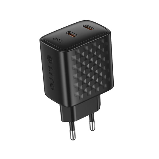 Carregador de Rede Lito LC22, 45W, 3A, 2 x USB-C, Preto