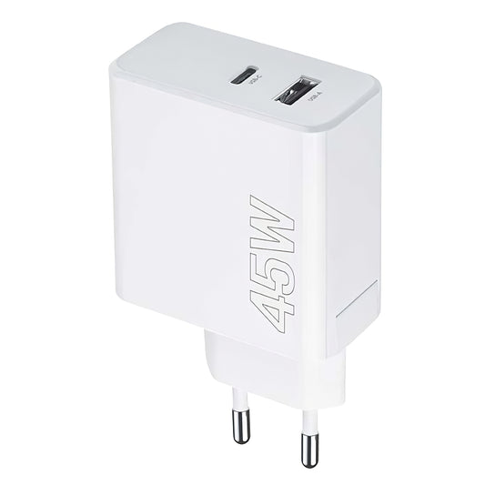 Carregador de rede MaXlife MXTC-07-45AC, 45W, 3A, 1 x USB-A - 1 x USB-C, branco