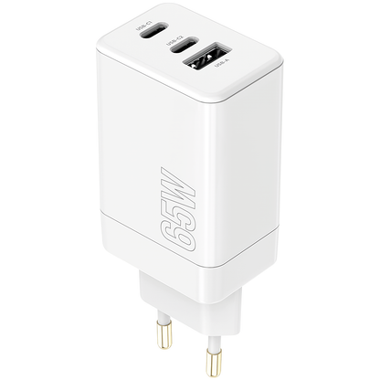 Carregador de Rede MaXlife MXTC-08-65ACC, 65W, 3A, 1 x USB-A - 2 x USB-C, Branco 