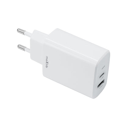 Carregador de Rede MaXlife MXTC-10-30AC, 30W, 3A, 1 x USB-A - 1 x USB-C, Branco 