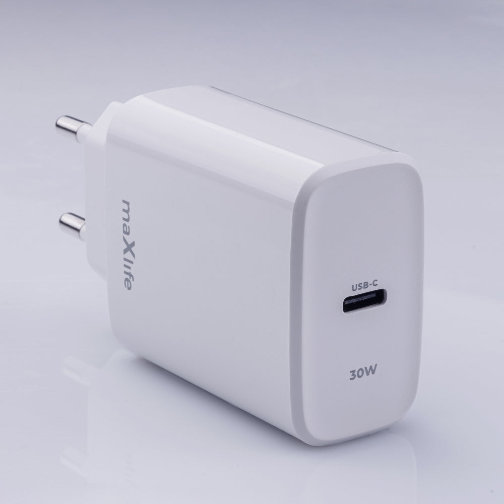 Carregador de rede MaXlife MXTC-10-30C, 30W, 3A, 1 x USB-C, branco 