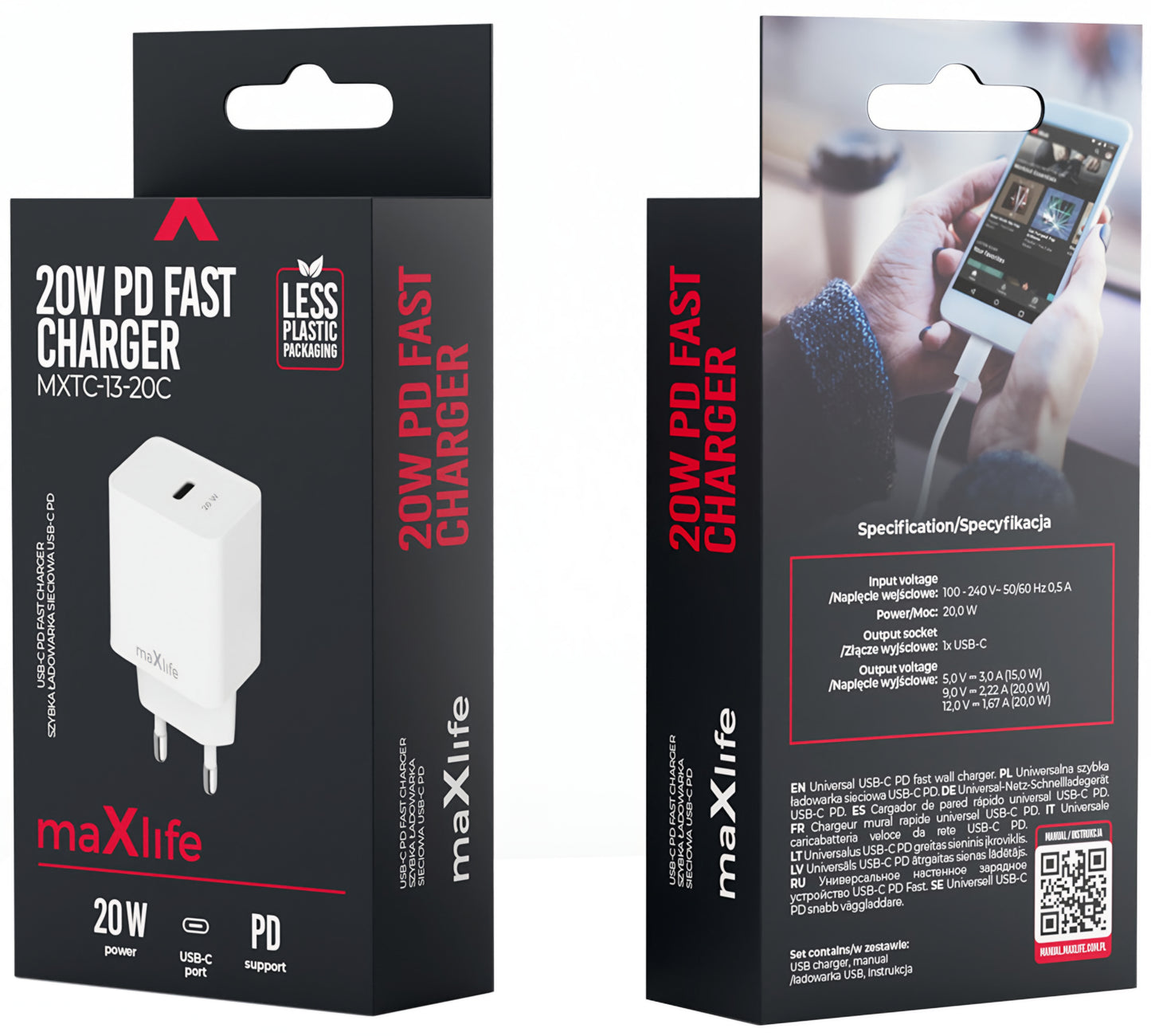 Carregador de Rede MaXlife MXTC-13-20C, 20W, 3A, 1 x USB-C, Branco