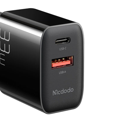 Carregador de Rede McDodo CH-0921, 33W, 3A, 1 x USB-A - 1 x USB-C, Preto