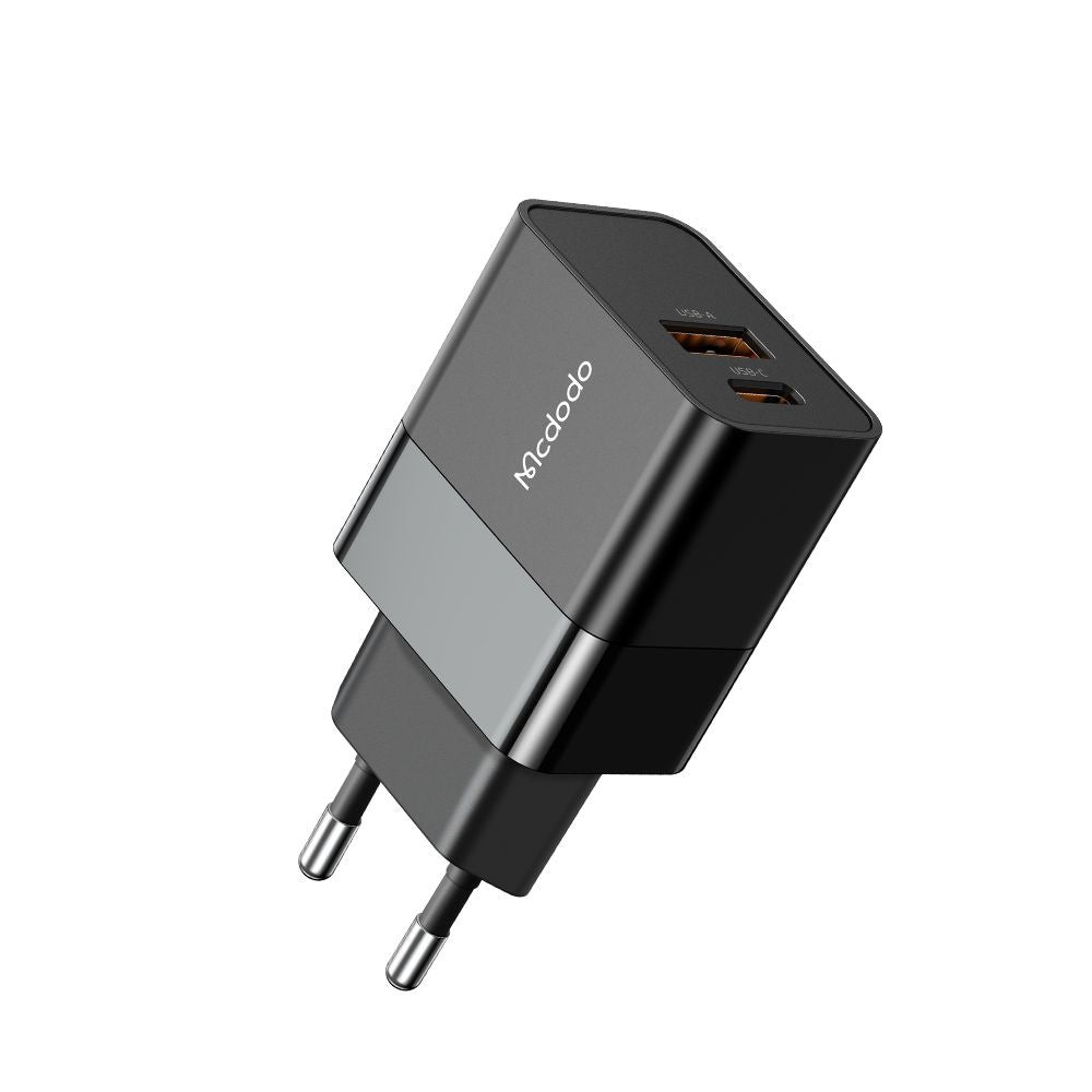 Carregador de Rede McDodo CH-1951 Hydrogen, 20W, 3A, 1 x USB-A - 1 x USB-C, Preto